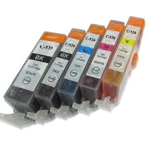 Lot de 5 cartouches compatibles Canon 525 et 526 