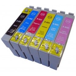 Cartouches compatibles Epson T080. Lot de 6 génériques